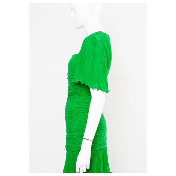 Stunning vintage 1980s Kelly green fortuny pleate… - image 8