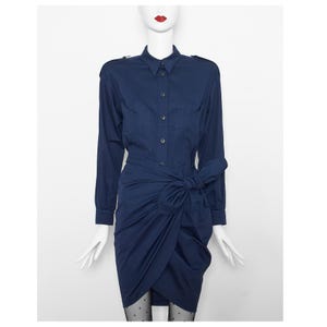 Atemberaubende Vintage 1984 blaue skulpturierte THIERRY MUGLER Göttinnenkleid