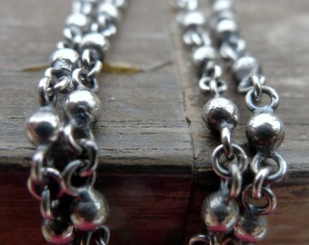 Bench Made Sterling Silver Ball Chain Beaded Chain 3.2mm, Handmade Chain, Hand forged, Hand Wrought
