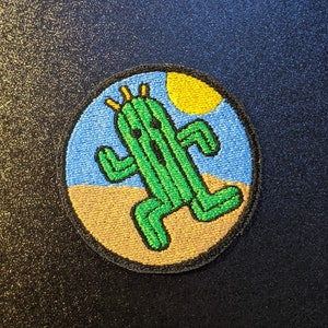 FFXIV Cactuar Embroidered Sew on Patch Desert Background