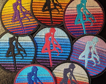 Sailor Synthwave Moon Silhouette Embroidered Sew on Patch