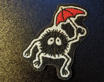 Soot Sprite w/ Umbrella Embroidered Sew on Patch