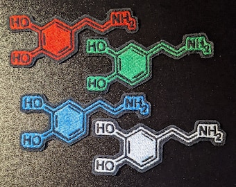 Dopamine Molecule Embroidered Sew On Patch