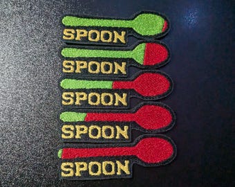 Parche bordado para coser con medidor de salud de cuchara, diseño D3props