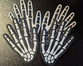 Skeleton Hands Embroidered Sew On Patches