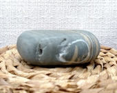 Striped Smooth Wishing Rock Beach Wish Stone Quartz Circle - Coastal Nautical Collection Crafts Wishing Wedding Fairy Decor Zen Meditation