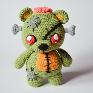 Crochet PATTERN No 1635 - Frankie the zombie teddy bear by Krawka, Frankenstein&#39;s monster, zombies, Halloween, creepy cute crochet