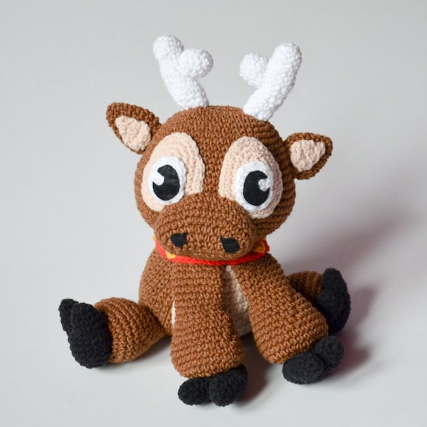 Crochet PATTERN No 1640 - Christmas Reindeer pattern by Krawka, Rudolf red-nosed reindeer Santa Sven Frozen winter