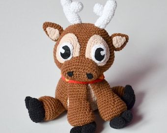 Crochet PATTERN No 1640 - Christmas Reindeer pattern by Krawka, Rudolf red-nosed reindeer Santa Sven Frozen winter