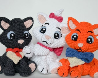 Crochet PATTERN - Three little kittens by Krawka