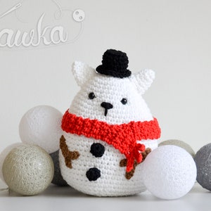 Crochet PATTERN No 1920 Christmas SnowCAT pattern by Krawka