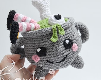 Crochet Pattern English (PDF) Witches Cauldron by Krawka, Halloween Creepy Amigurumi (Download)