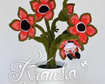 Crochet Pattern English (PDF) Stranger Bouquet by Krawka | geeky horror flower home decor (Download)