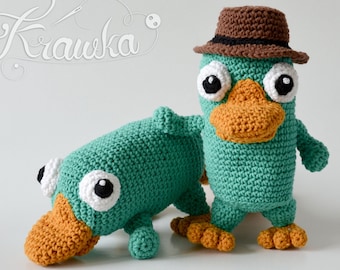 Crochet PATTERN No 1813 Platypus and Agent in one pattern by Krawka