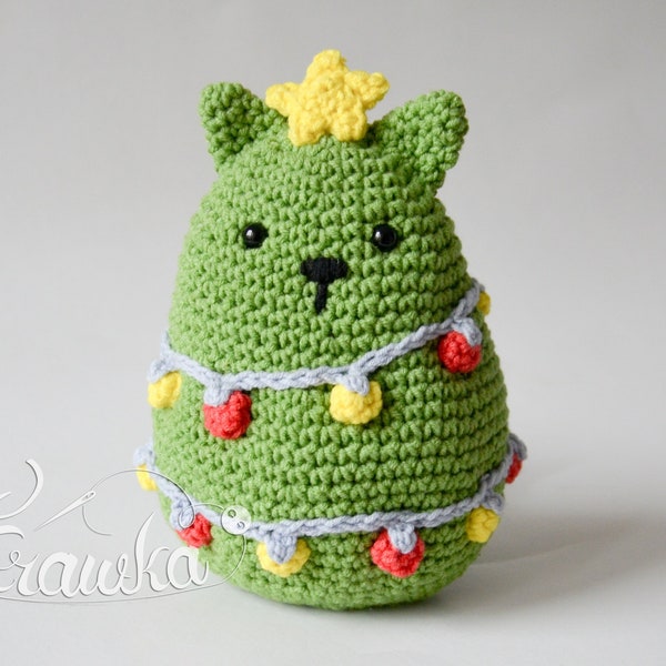 Patron au crochet No 1816 Motif d'arbre de chat de Noël par Krawka