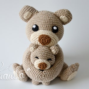 Crochet PATTERN No 2015 Mommy Bear with Baby pattern by Krawka