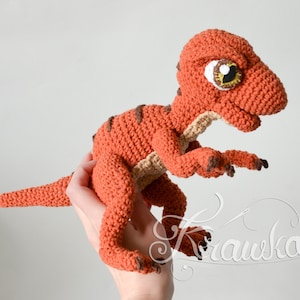 Crochet PATTERN No 1909 Baby raptor realistic dinosaur pattern by Krawka image 1