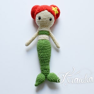 Crochet PATTERN No 1809 Mermaid doll with rattle pattern by Krawka