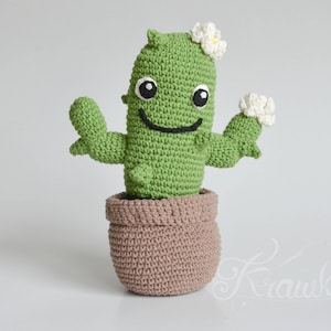 Crochet PATTERN No 1727 Friendly Cactus plant in a flowerpot by Krawka