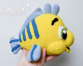 Crochet PATTERN No 1803 Yellow flounder fish by Krawka