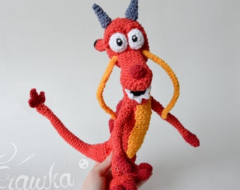 PATRON au crochet No 1805 Dragon Rouge par Krawka