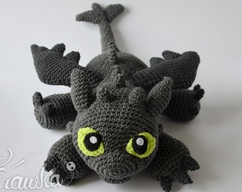 Crochet PATTERN No 1903 Black Dragon by Krawka