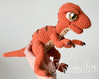 Crochet PATTERN No 1909 Baby raptor realistic dinosaur pattern by Krawka