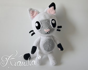 Haakpatroon Engels (pdf) Pandy Cat van Krawka | Amigurumi-kat | Kinderspeelgoed (download)