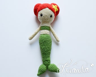 Crochet PATTERN No 1809 Mermaid doll with rattle pattern by Krawka