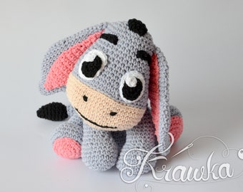 Crochet Pattern English (PDF) Donkey Eeyore by Krawka | Farm Animal Plush | Disney Style (Download)