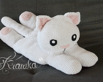 Crochet PATTERN No 1910 Big cat pillow by Krawka