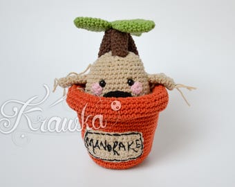 Crochet pattern English (PDF) Mandrake potted plant by Krawka, amigurumi creature magic decoration