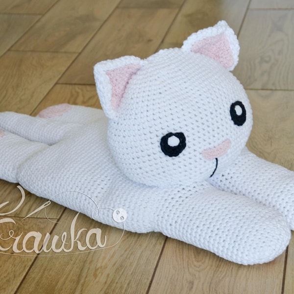 Haakpatroon Engels (pdf) Kussen grote kat van Krawka | Grote pluche amigurumi-tutorial (download)