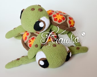 Crochet Pattern English (PDF) Sea Turtle by Krawka: Squirt Nemo Inspired (Download)