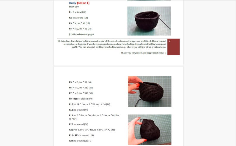 Crochet Pattern English (PDF) Miss Skunk by Krawka | Forest Amigurumi Toy Animal Tutorial (Download) image 8