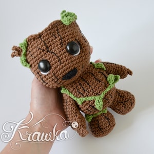 Crochet PATTERN No 2208 Baby Tree Groot inspired monster crochet pattern by Krawka