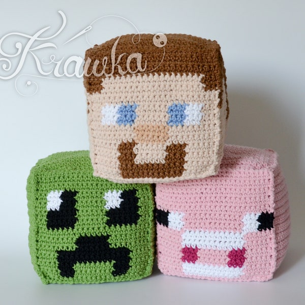 Patron au crochet No 2018 CubeMAN CubePIG CubeMONSTER Patron au crochet 3en1 par Krawka