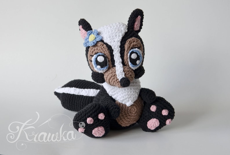 Crochet Pattern English (PDF) Miss Skunk by Krawka | Forest Amigurumi Toy Animal Tutorial (Download) image 1
