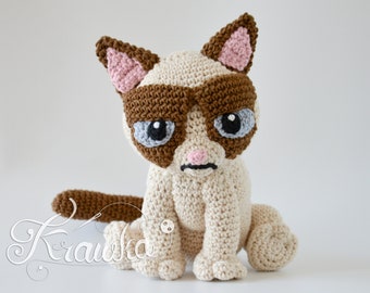 Crochet PATTERN No 2108 Not Very Happy Cat crochet pattern by Krawka