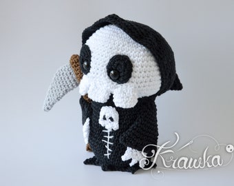 Crochet Pattern Little Grim Reaper |  English PDF Krawka| Amigurumi Ghost Halloween Plush tutorial