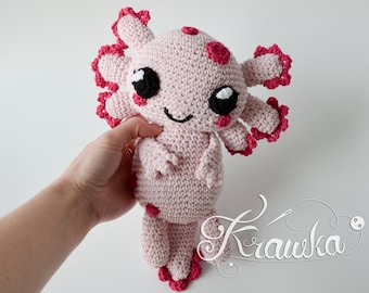 Crochet PATTERN No 2104 Axolotl cute pink crochet pattern by Krawka