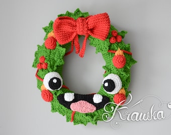 Crochet PATTERN No 2113 Happy Christmas Wreath pattern amigurumi by Krawka