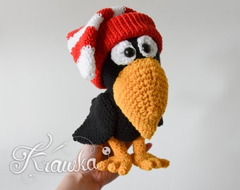 Crochet PATTERN No 2105 Crow in the hat crochet pattern by Krawka