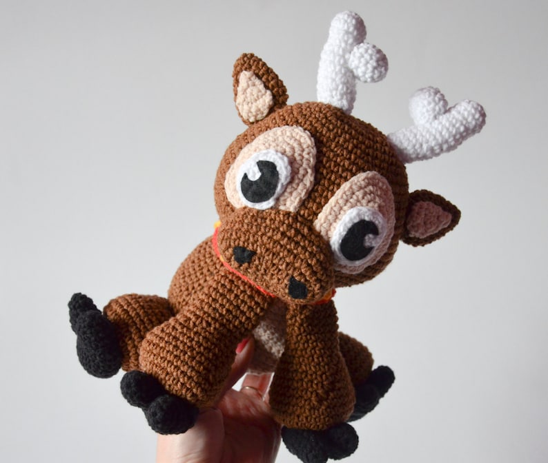 Crochet PATTERN No 1640 Christmas Reindeer pattern by Krawka, Rudolf red-nosed reindeer Santa Sven Frozen winter image 4