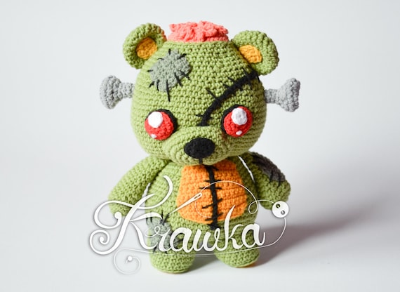 Crochet Pattern ENG (PDF) Frankie the Zombie Teddy Bear by Krawka