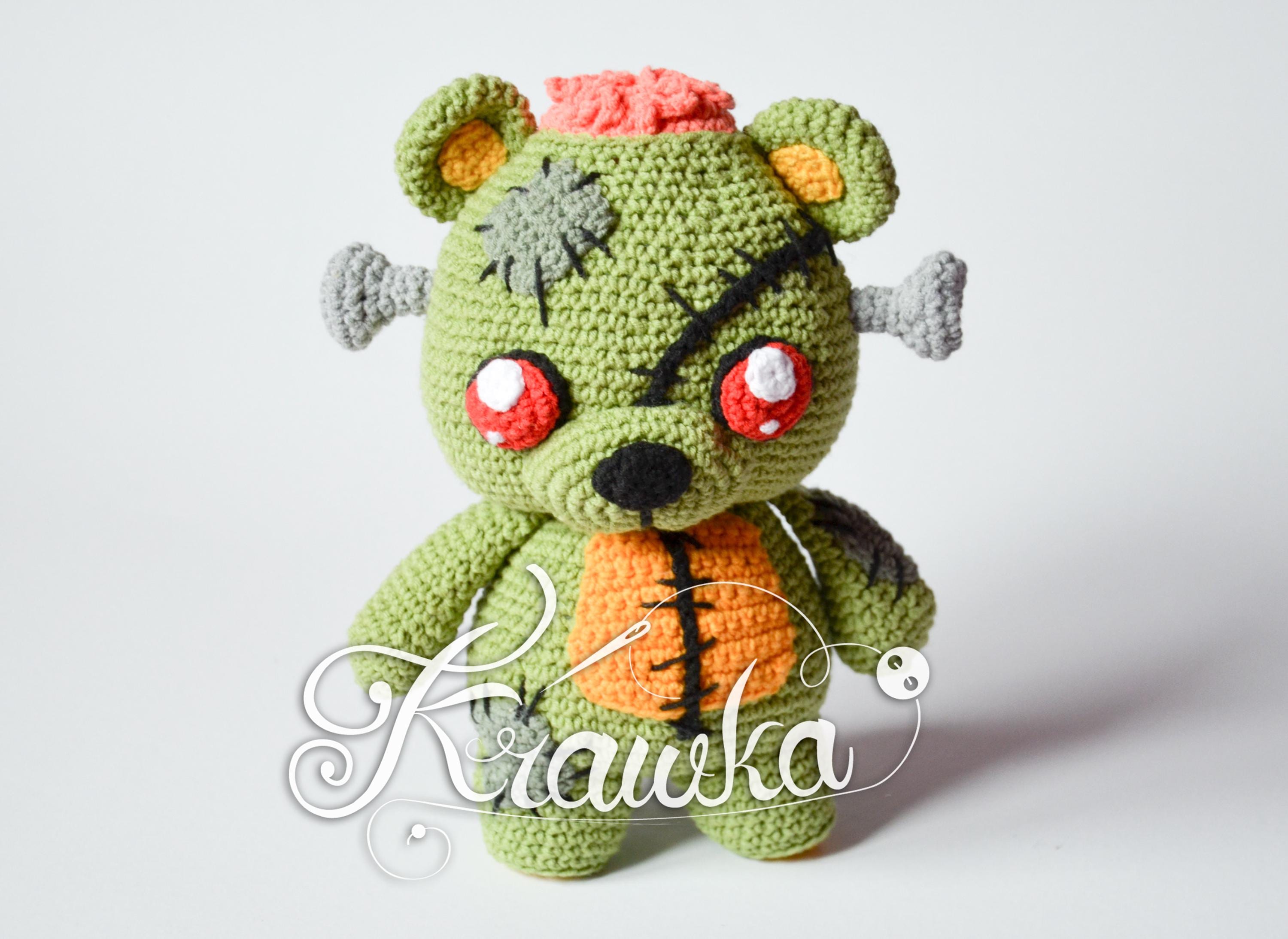 Crochet Pattern ENG (PDF) Frankie the Zombie Teddy Bear by Krawka