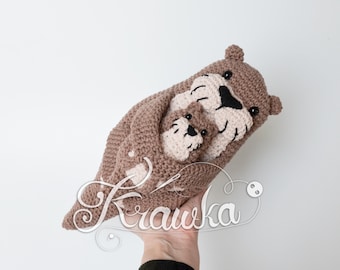 Crochet Pattern English (PDF) Otter Mom and Baby by Krawka | Sea Animal Amigurumi Tutorial