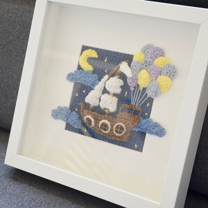 Crochet PATTERN No 1717 Picture frame Balloon ship pattern by Krawka, fantasy, fairy tales, nursery, wall decor image 4