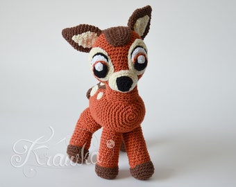 Crochet Pattern Baby Deer l English (PDF) Tutorial by Krawka | Plush Fawn Reindeer |