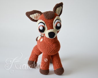 Crochet PATTERN No 1919 - Baby deer forest pattern by Krawka